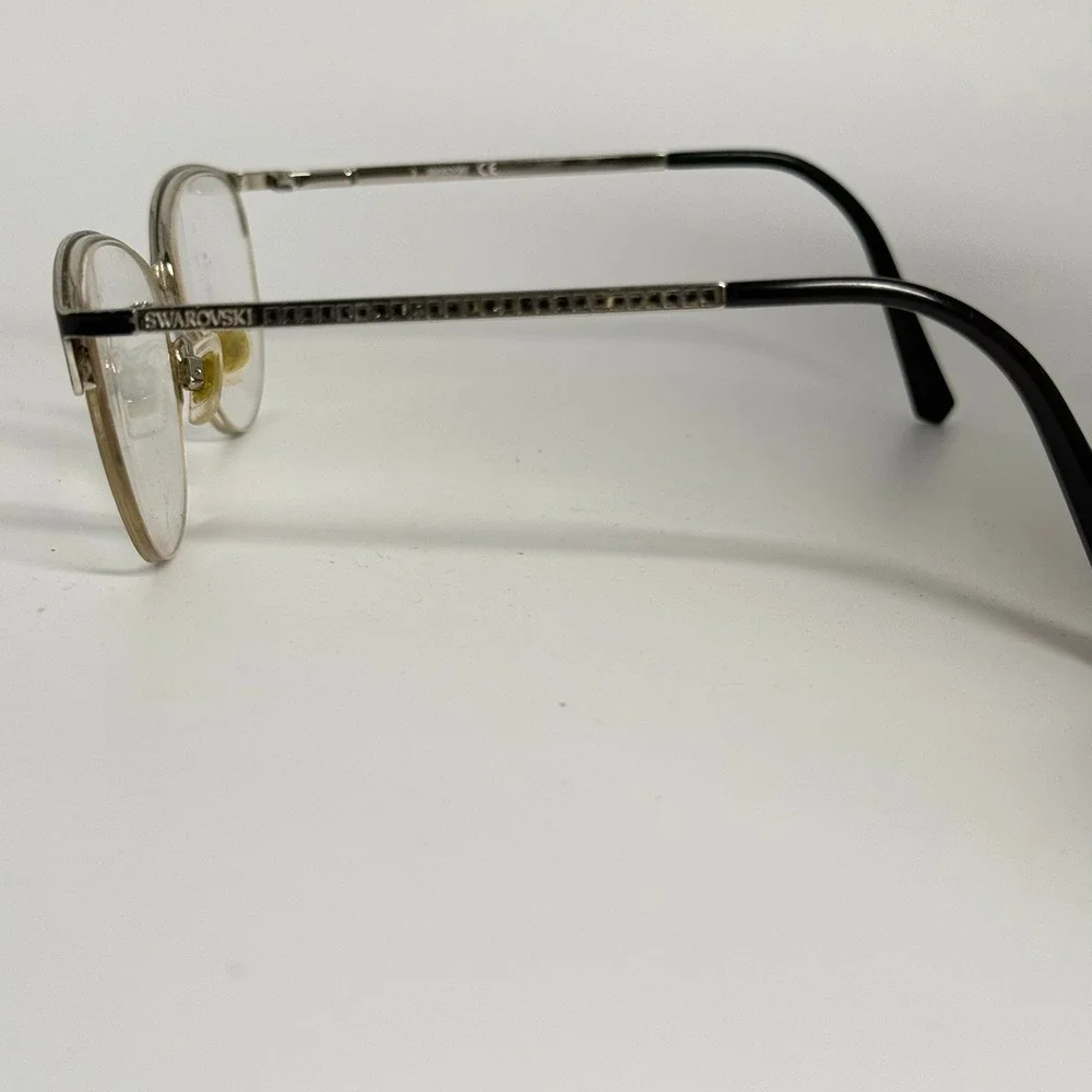 Swarovski SK 5296-3 005 Cat Eye Eyeglasses Black Silver Crystal 52-16-140